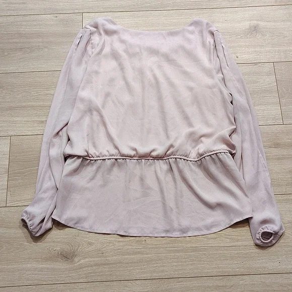Women's Lace-Up Blouse - Light Pink,  Blush Pink Ladies Blouse,  X-Large - Picture 5 of 6